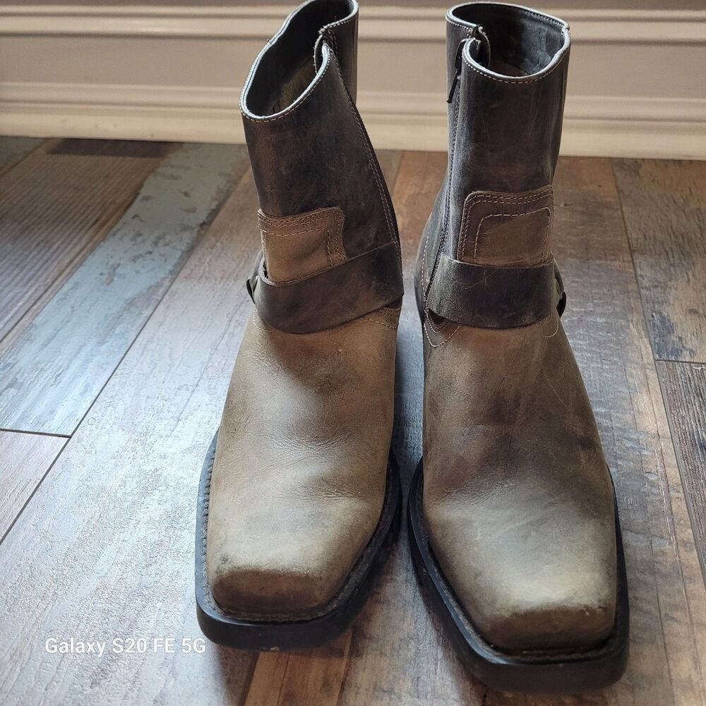 Leather Western Harness Pull On Men's Boots 9.5 Vintage Frye Maybe SB9 - Picture 4 of 12